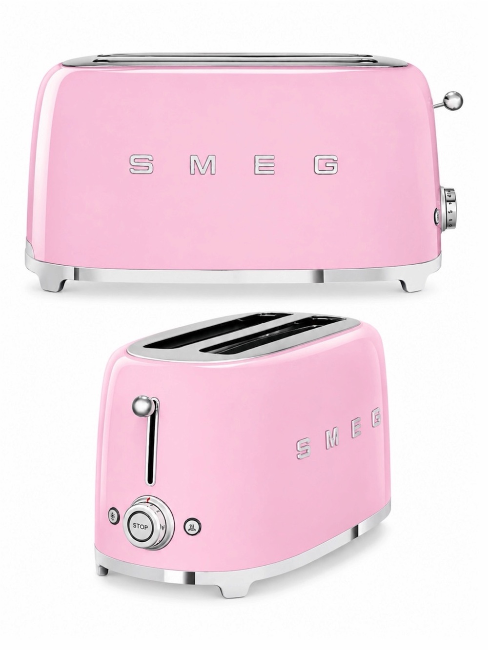 SMEG 4-SLICE TOASTER IN PASTEL PINK - BRAND NEW IN BOX (BOX IS DISTRESSED)